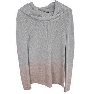 White House Black Market Cowl Neck Metallic Knit Sweater Size XS Minimalist Work